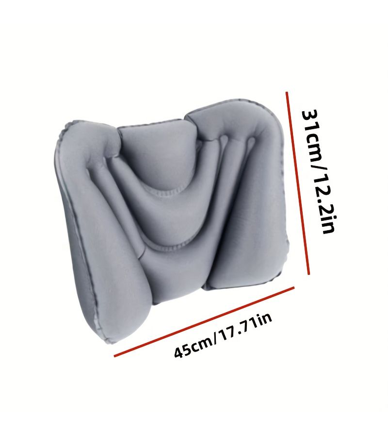 Portable Inflatable Lumbar Pillow for Travel Camping Office Car Airplane Compact Design with Durable Fabric Cover Grey - Image 3