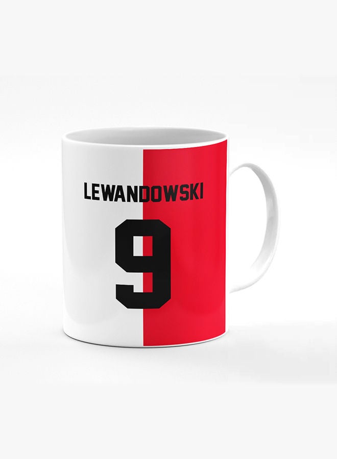 Stylizedd Designer Printed Coffee Mug with Heavy Duty Handle 11oz Ceramic Personalised Gift Mugs Cup [Microwave Safe & Dishwasher Proof] -Football Team - Poland Player Name - Lewandowski - Image 1