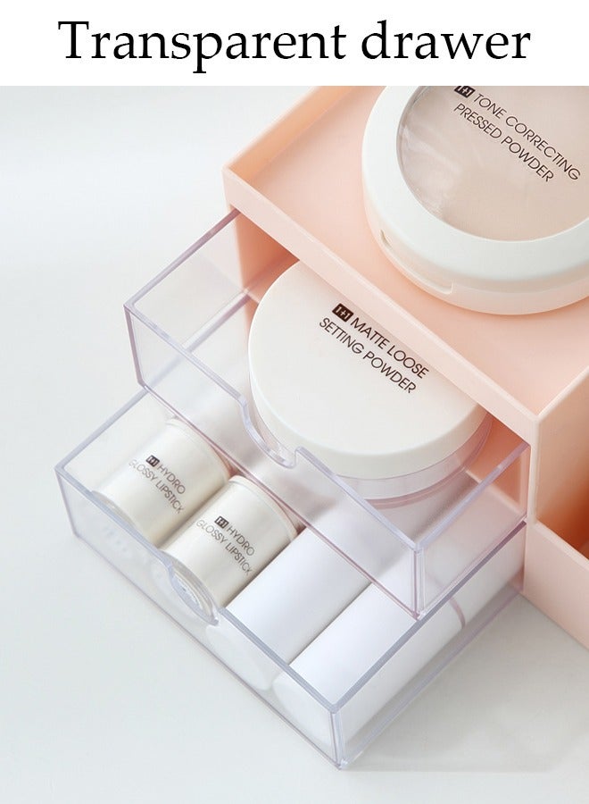 DUNISO Desk Organizer and Accessories with 2 Drawers and 8 Compartments, Plastic Makeup Organizer, Mini Pen Holder for Desktop Storage, Desk Organization for School, Home, Office Supplies - Image 4