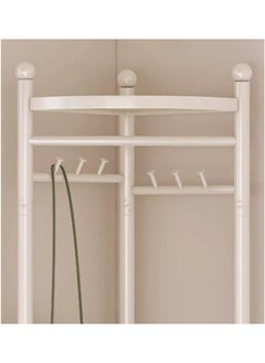 AIWANTO Corner Coat Rack with Wheels Freestanding Closet Organizer 2 Storage Shelves Hall Tree Metal for Entryway Bedroom Garment Rack 160x59x46cm White  - Image 5