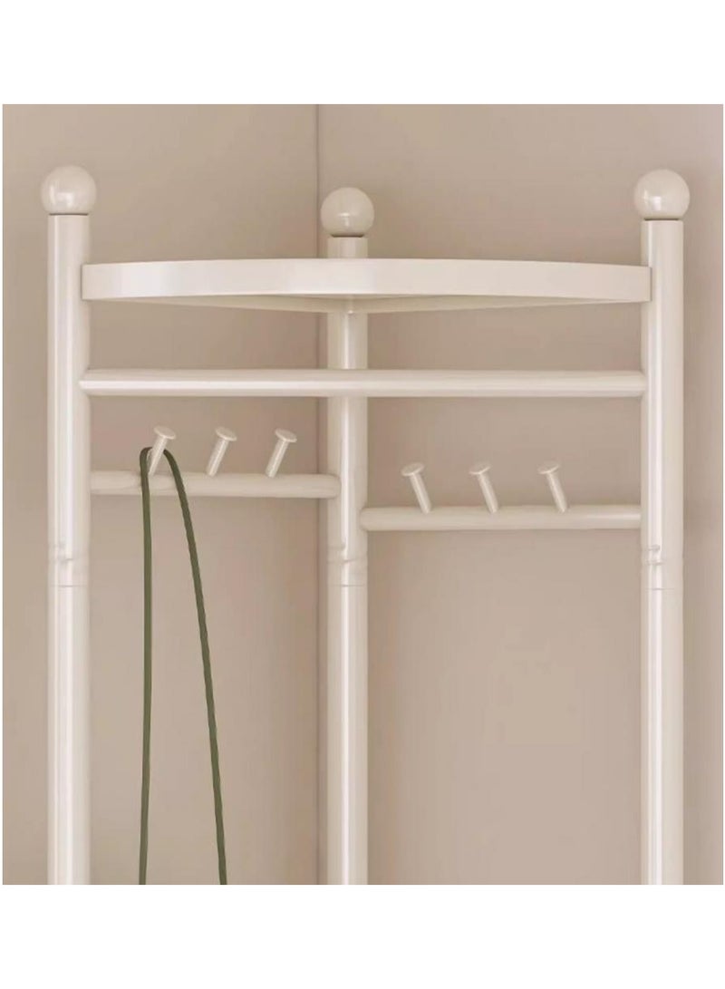 AIWANTO Elegant White Rolling Hall Coat Tree – Corner Garment Rack with Shelves for Entryway & Bedroom Storage - Image 5
