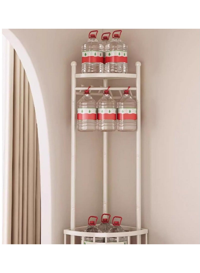 AIWANTO Elegant White Rolling Hall Coat Tree – Corner Garment Rack with Shelves for Entryway & Bedroom Storage - Image 3