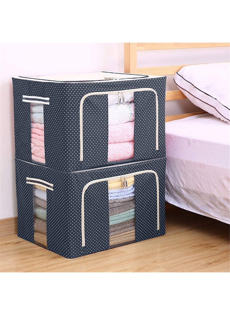 Nirency Nirency Foldable Collapsible Large 66L Garment Storage Bag For Wardrobe Cloth Organizer Clothes Box Saree Cover Dress Organiser Pack Of 1 Oxford Fabric Metal Blue  - Image 2