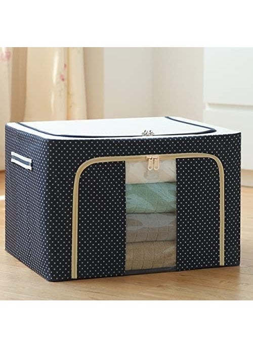 Nirency Nirency Foldable Collapsible Large 66L Garment Storage Bag For Wardrobe Cloth Organizer Clothes Box Saree Cover Dress Organiser Pack Of 1 Oxford Fabric Metal Blue  - Image 1