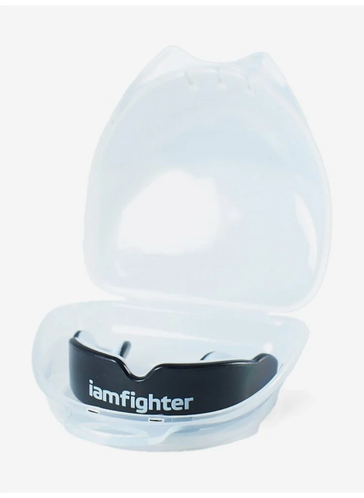 iamfighter Professional MMA Mouth Guard with Case – Shock Absorbing Gum Shield for Boxing, Kickboxing, MMA & Combat Sports (Black)