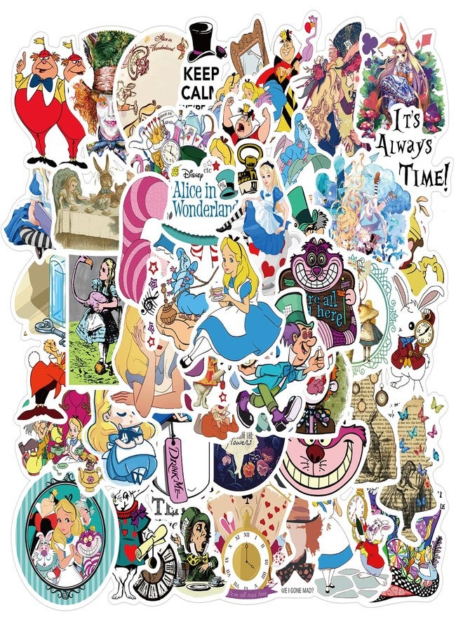 MINRAIN 50PCS Funny Cartoon Alice in Wonderland Waterproof Sticker for Water Bottles Cartoon Characters Stickers for Kids, Toddlers, Teens, Girls, Adults (Alice) - Image 1