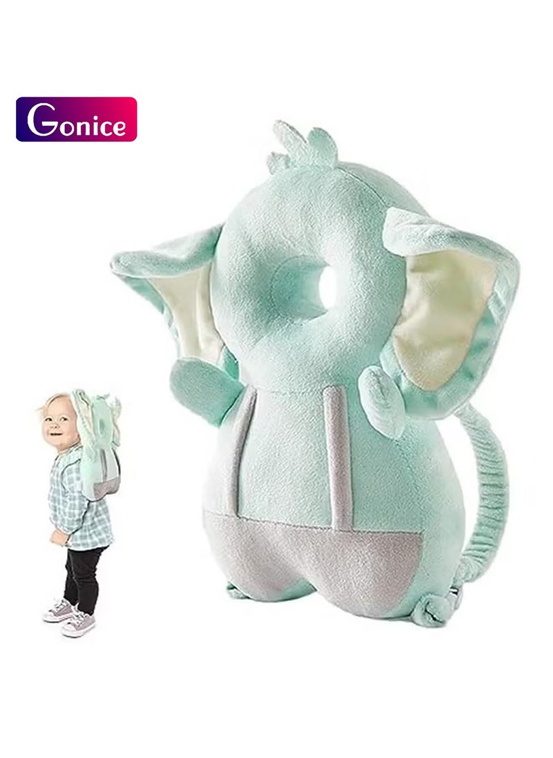 Gonice Baby Head Protector, PP Cotton Filling Baby Head Protector Backpack, Adjustable Baby Head Protection Safety Pad Backpack Wear for Crawling (Elephant)  - Image 1