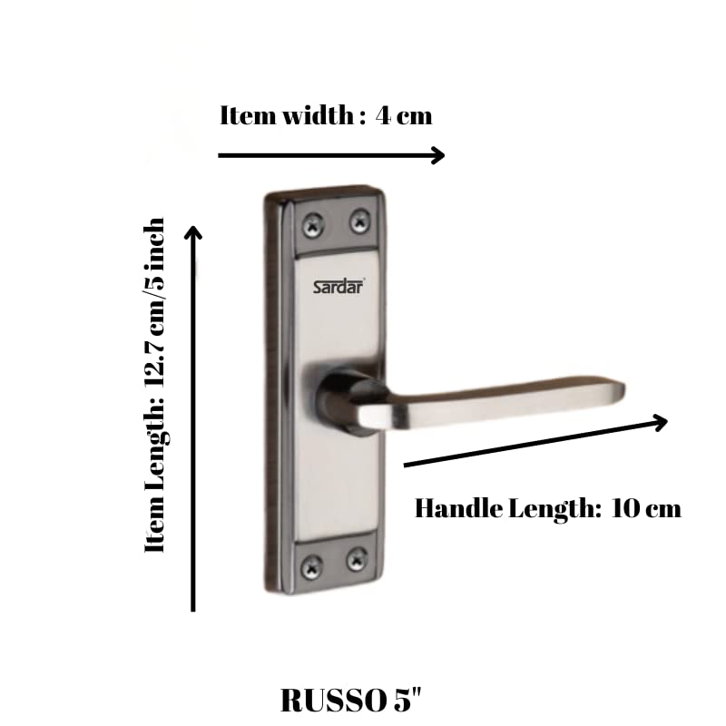 SARDAR Russo 5" Black Silver Iron Bathroom Door Handle Set With Keyless Baby Latch-Tower Bolt/Push To Close Latch, Pull Handle - Image 2