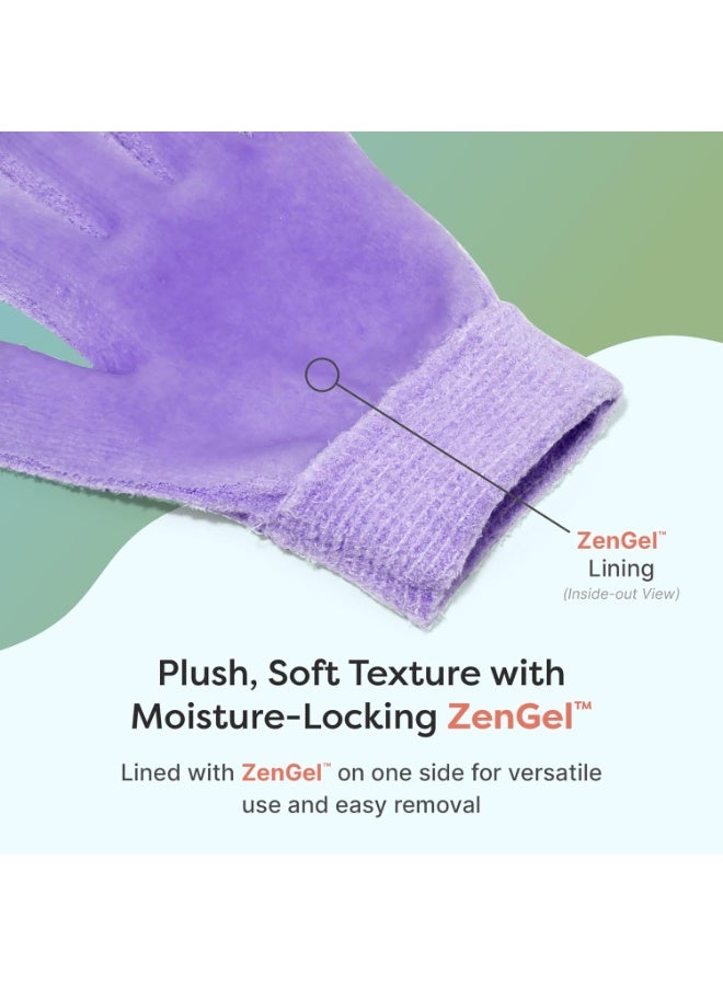 Zentoes ZenToes Moisturizing Gloves for Dry Hands and Eczema, Gel Infused with Jojoba Seed Oil, Olive Oil and Vitamin E, Overnight Hand Moisturizer (OSFM, Fuzzy Lilac with Media Tips) - Image 4