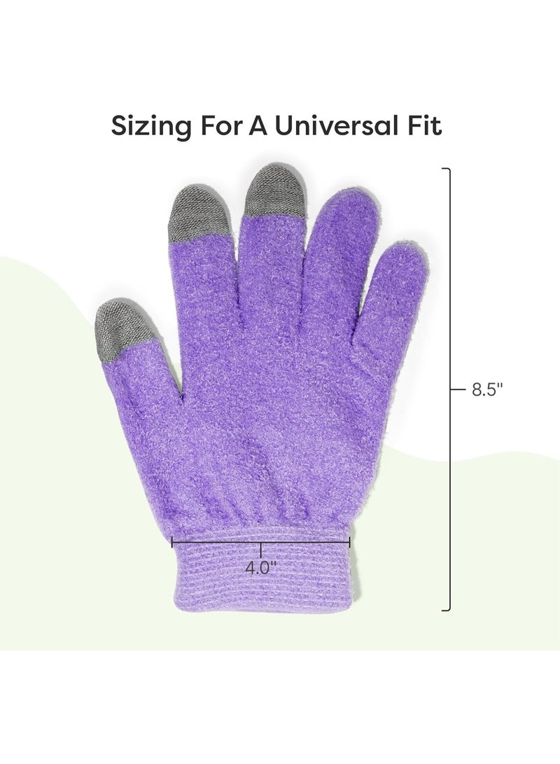 Zentoes ZenToes Moisturizing Gloves for Dry Hands and Eczema, Gel Infused with Jojoba Seed Oil, Olive Oil and Vitamin E, Overnight Hand Moisturizer (OSFM, Fuzzy Lilac with Media Tips) - Image 2