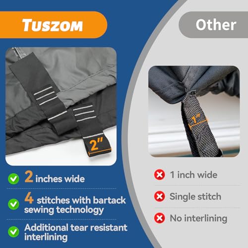 Tuszom 5-Ply 1600D+1200D Pontoon Boat Cover - Fully Waterproof & Ultra-Durable Tear-Resistant, with Large Storage Bag & Reinforced Windproof Straps (Fits 21'-24' Length, Up to 102" Beam Width) - Image 4
