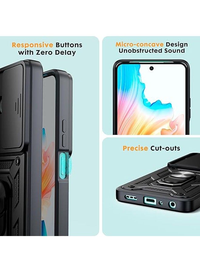 General For Oppo A79 5G Phone Case, [2 Screen Protectors in One Pack], with Sliding Camera Cover, Swivel Ring Bracket, Shockproof, Scratch Resistant Case  - Image 4