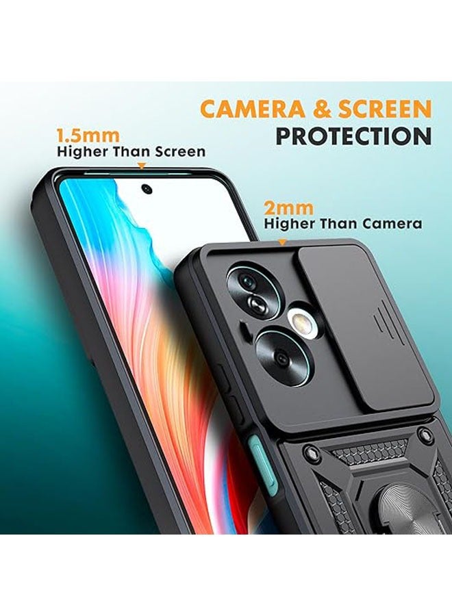 General For Oppo A79 5G Phone Case, [2 Screen Protectors in One Pack], with Sliding Camera Cover, Swivel Ring Bracket, Shockproof, Scratch Resistant Case  - Image 3