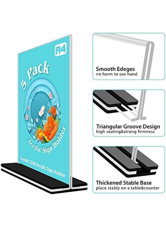 Excefore Acrylic Sign Holder A4 Poster Menu Holder Double Sided Display Stands For Restaurant Hotel Promotions Photo Documents And More A4 5 Pack - Image 3