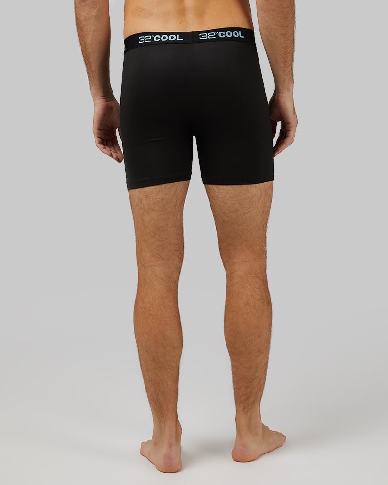 32 Degrees 32º DEGREES COOL Mens 4-PACK Quick Dry Performance Boxer Brief With Comfort Elastic Waistband, 4 Black, Medium - Image 4