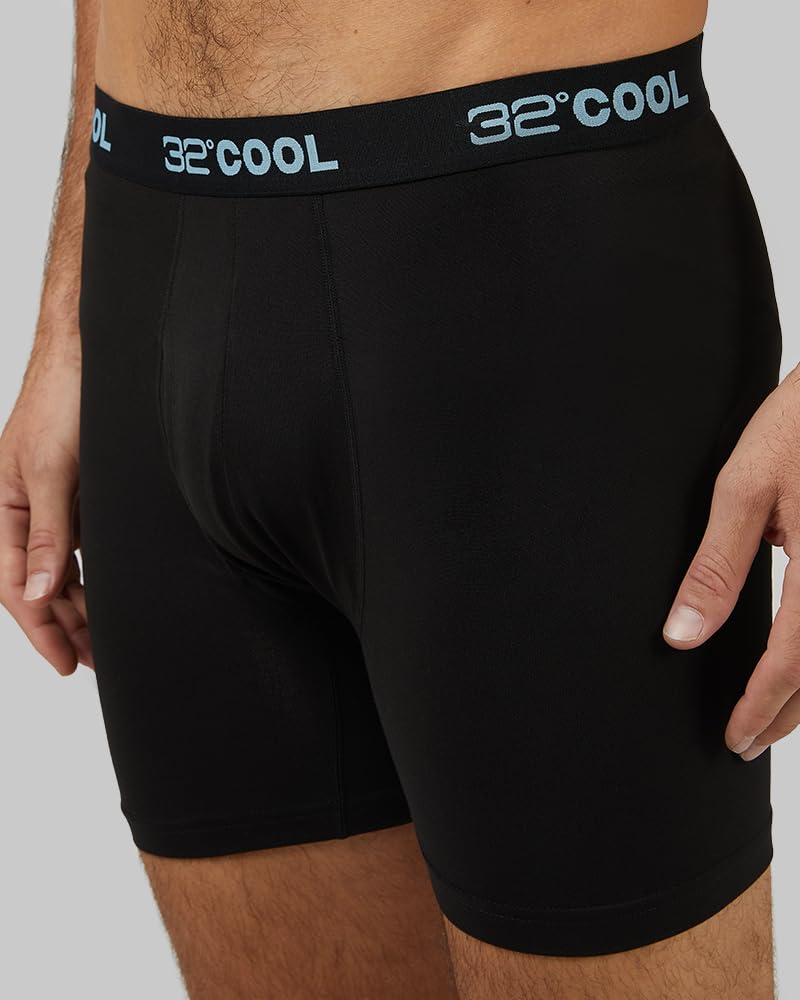 32 Degrees 32º DEGREES COOL Mens 4-PACK Quick Dry Performance Boxer Brief With Comfort Elastic Waistband, 4 Black, Medium - Image 3
