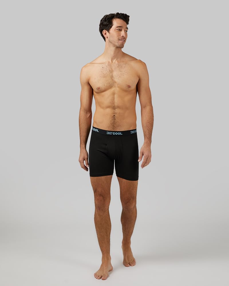 32 Degrees 32º DEGREES COOL Mens 4-PACK Quick Dry Performance Boxer Brief With Comfort Elastic Waistband, 4 Black, Medium - Image 2