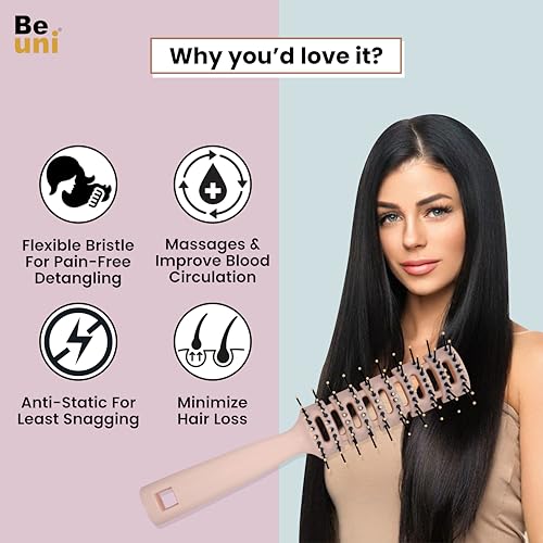 Beuni Professional Detangler Hair Brush With Soft Bristles Gentle Scalp Massage Vent Design Perfect Hair Brush For Men Women Kids All Hair Types Single (Vent Pink Brush) - Image 4