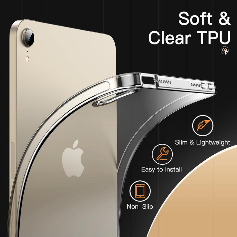 Jetech Case For Ipad Mini (A17 Pro, 2024 Model, 7Th Generation) / Mini 6 (2021 Model, 6Th Generation), Soft Tpu Transparent Slim Shockproof Tablet Cover (Clear) - Image 3