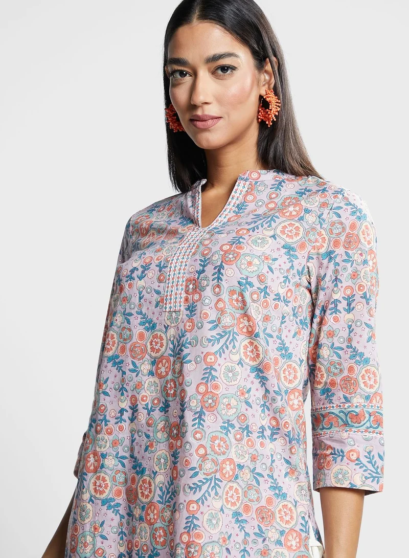Fabindia V-Neck Printed Kurti