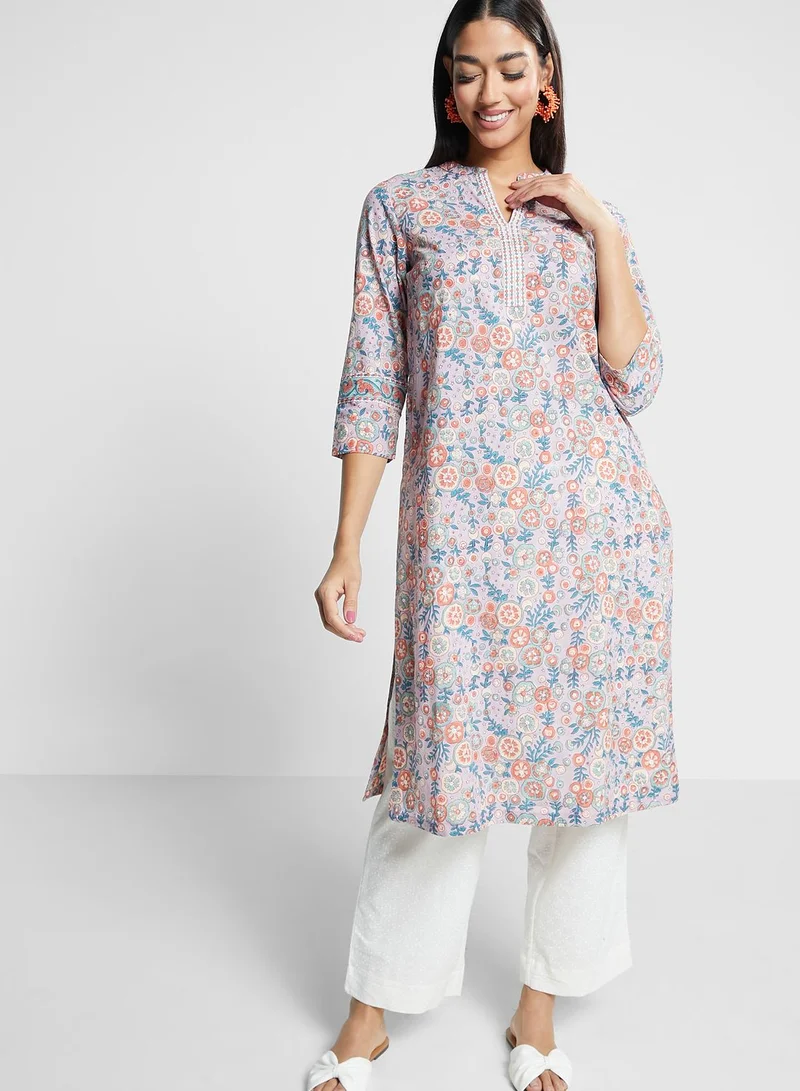 Fabindia V-Neck Printed Kurti