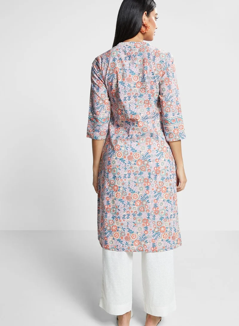 Fabindia V-Neck Printed Kurti