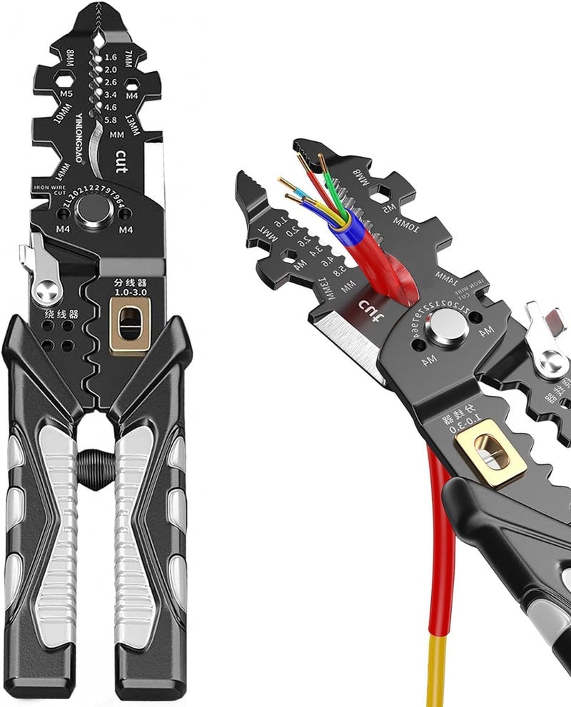 Bitnex 25in1 Multifunction Wire Strippers Electeical 8 inch Wire Crimping Tool Wire Cutter Professional Electrician Pliers Tools and Cable Stripper for Cutting Stripping Shearing - Image 1