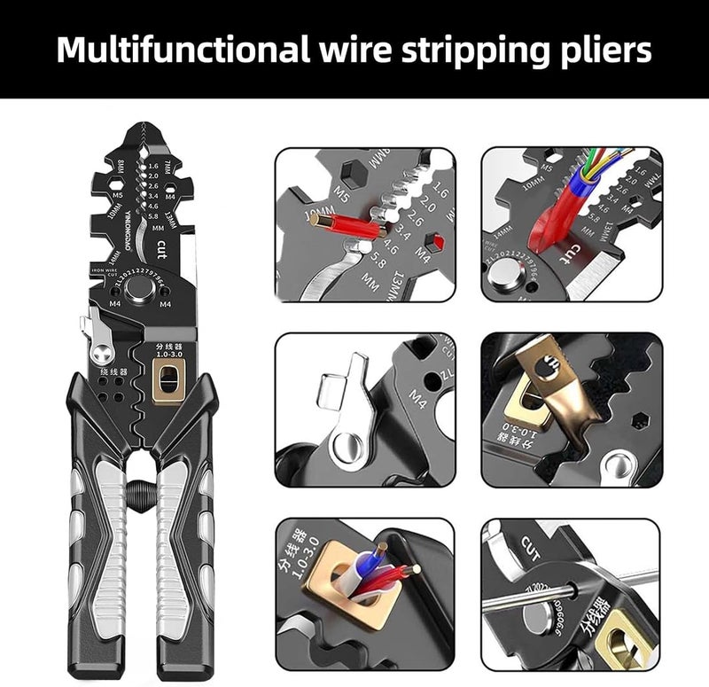 Bitnex 25in1 Multifunction Wire Strippers Electeical 8 inch Wire Crimping Tool Wire Cutter Professional Electrician Pliers Tools and Cable Stripper for Cutting Stripping Shearing - Image 4