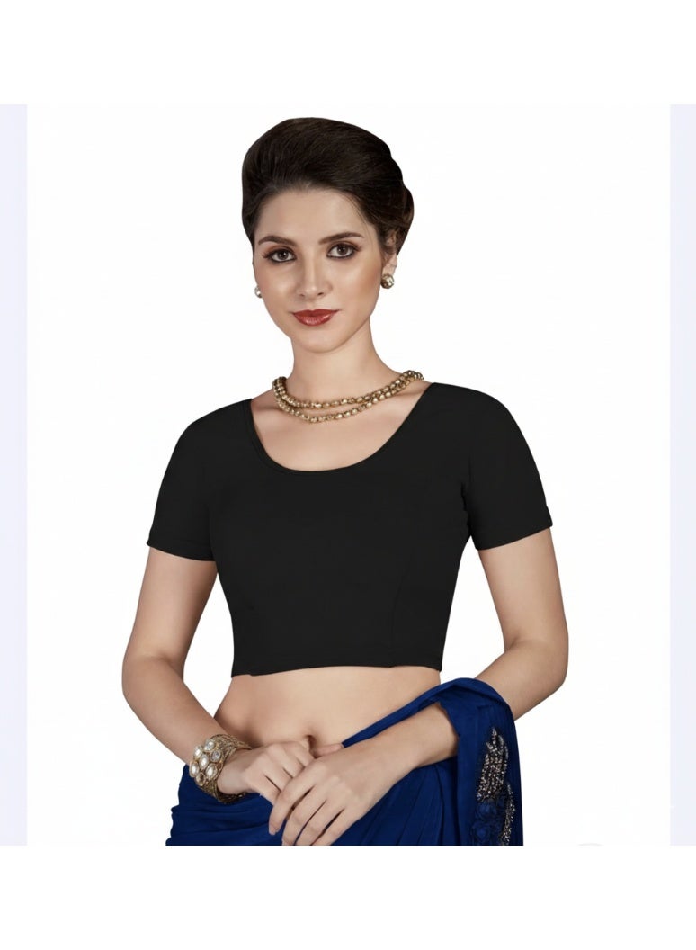 Premium Stretch Cotton Saree Blouse – Ready-to-Wear, Pull-On Style (Fits Sizes M & L)