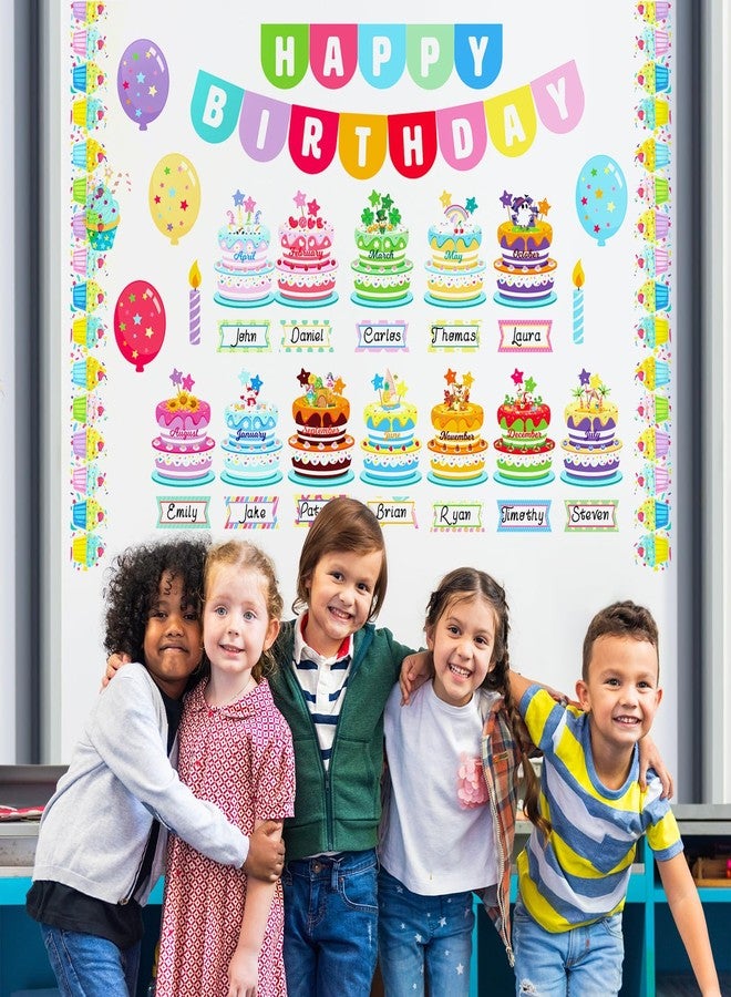 Kciplab 80 PCS Birthday Bulletin Board Decorations Set, Happy Birthday Classroom Wall Decor with Letters, Balloons, Cake, Banners and Borders, Birthday Party Wall Cutouts for School Class Teaching Supply - Image 2