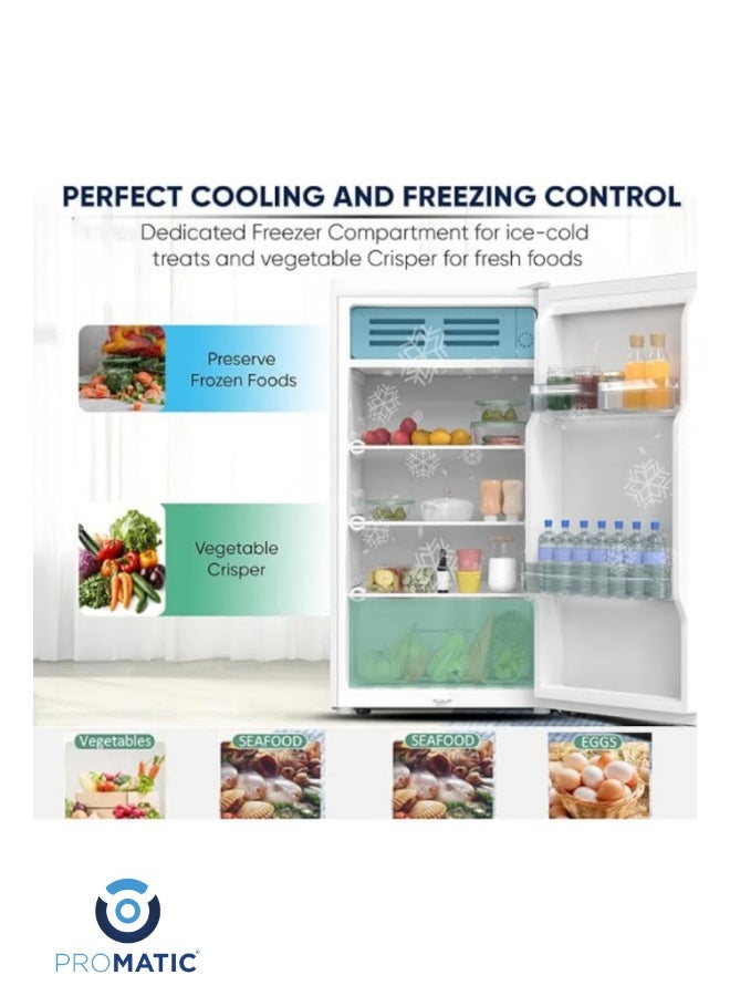 بروماتيك ثلاجة بروماتيك 3 قدم سعة 84 لتر لون أبيض موديل NDR-90L — تبريد فعال، حجم مناسب للمكاتب والغرف، رفوف عملية وتوزيع مثالي للبرودة - Image 4