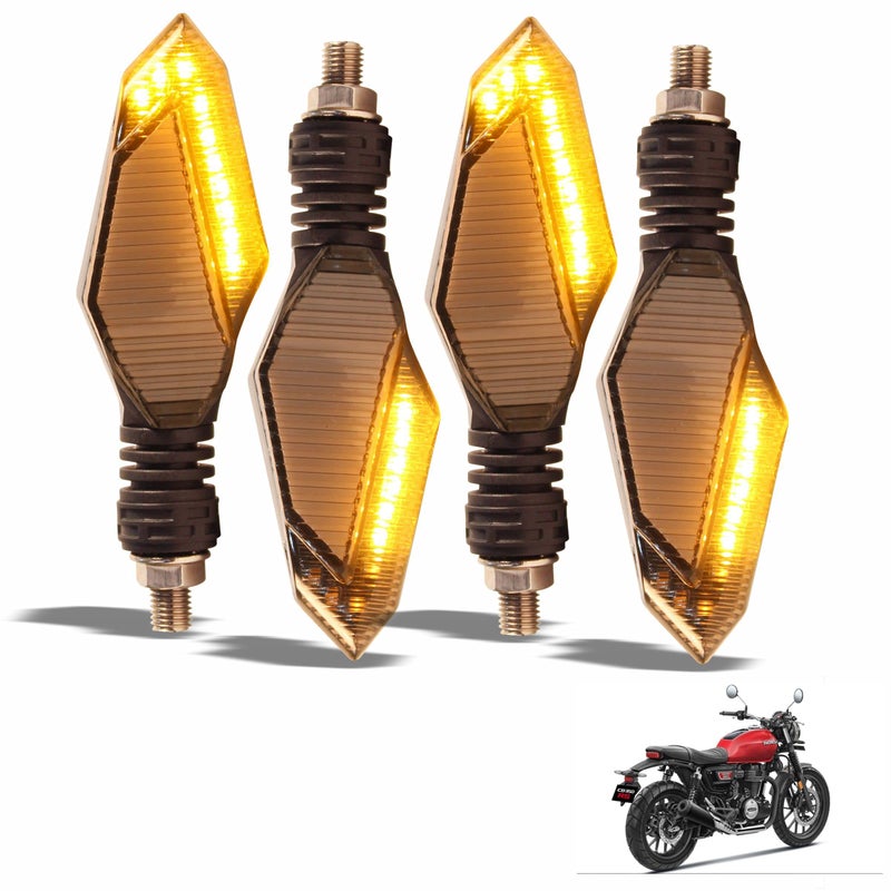 Asryd Dual Mode Turn Signal LED Indicator Amber Flowing Light with Blue Daytime Running Light Waterproof For Honda Hness CB 350 (Set of 4 Pcs) - Image 5