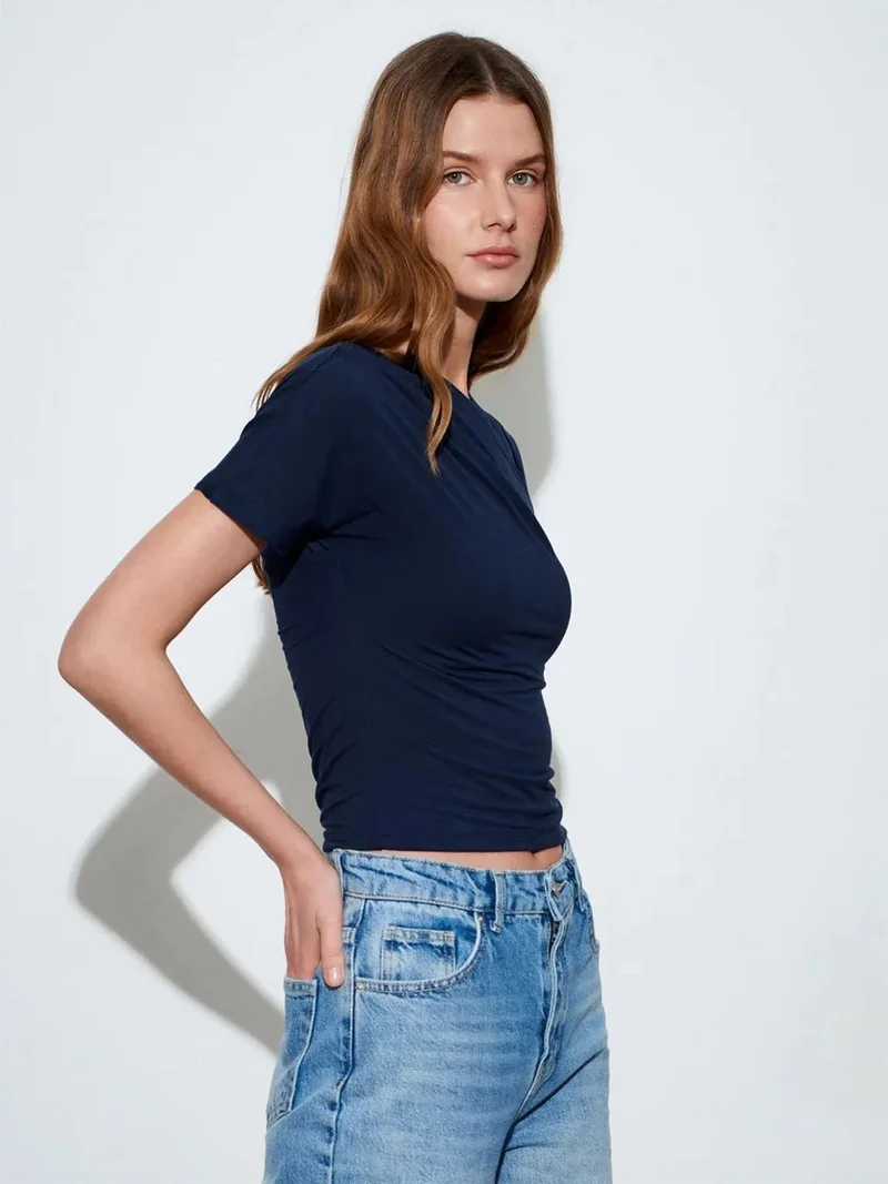 ديلفين Dilvin Slim Fit V-Neck Jersey Blouse