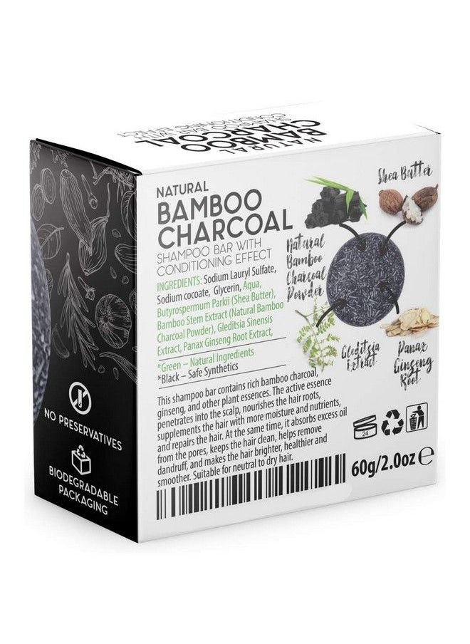 BAMBOEARTH - Solid Shampoo Bar And Conditioner Effect Hair Soap 100% Organic Shampoo Bars For Hair With All Natural Plant Based Essential Oils And Zero Waste Biodegradable Packaging (Bamboo Charcoal) - Image 1