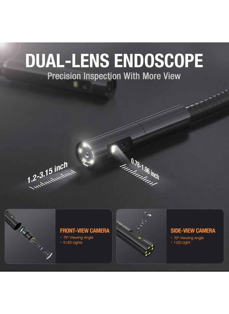 Teslong Teslong Inspection Camera, Dual Lens Borescope Camera with Light, NTS300 5" IPS Industrial Endoscope, 1080P Waterproof Flexible Mechanic Fiber Optic Snake Scope Cam for Wall Automotive Engine (3.3FT)  - Image 2