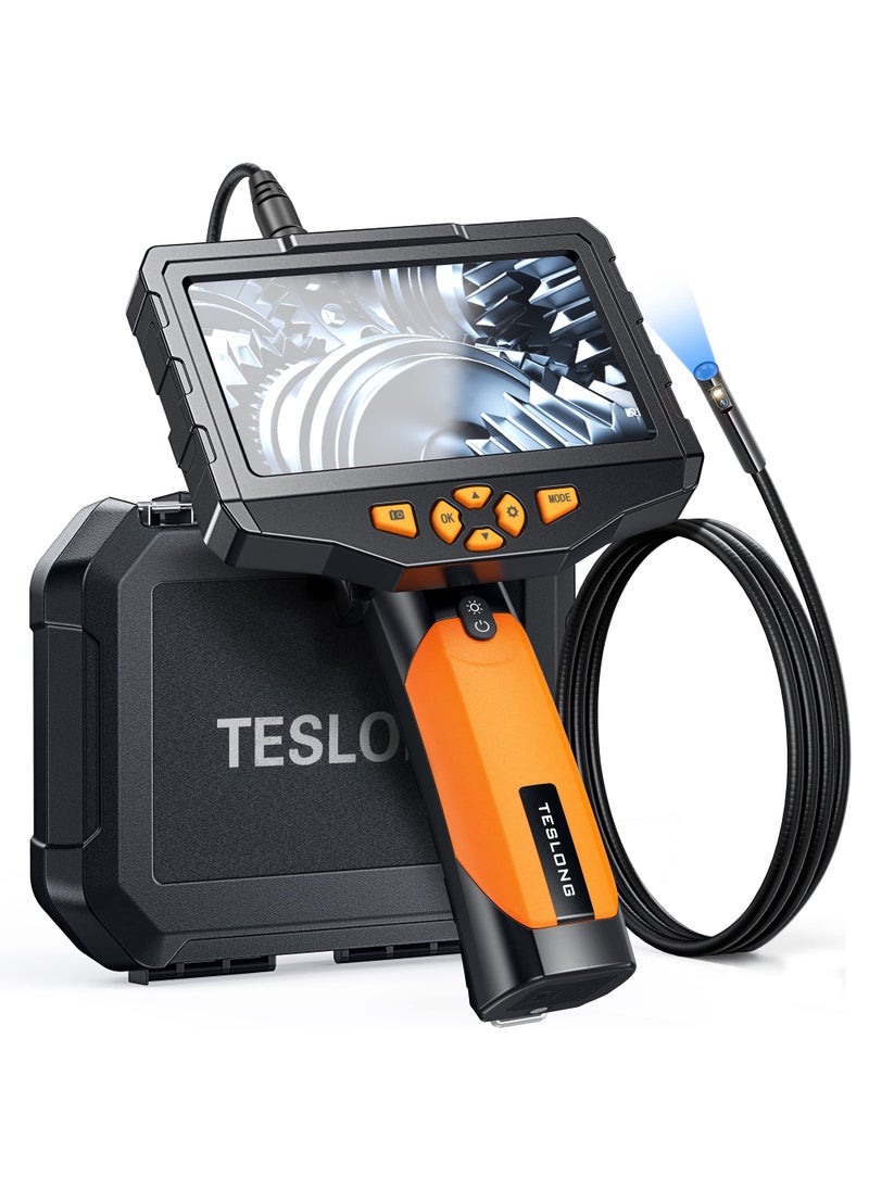Teslong Teslong Inspection Camera, Dual Lens Borescope Camera with Light, NTS300 5" IPS Industrial Endoscope, 1080P Waterproof Flexible Mechanic Fiber Optic Snake Scope Cam for Wall Automotive Engine (3.3FT)  - Image 1