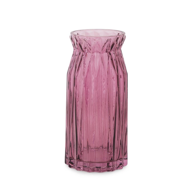 PURE HOME + LIVING Pure Home Living Burgundy Diamond Textured Glass Vase Small  - Image 3