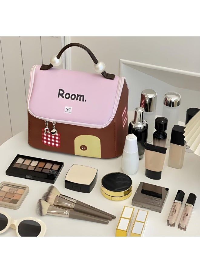 حقيبة مكياج أنيقة - حقيبة مستحضرات تجميل بتصميم منزلي للنساء، منظم سفر لأدوات الزينة والتنظيف - Image 2