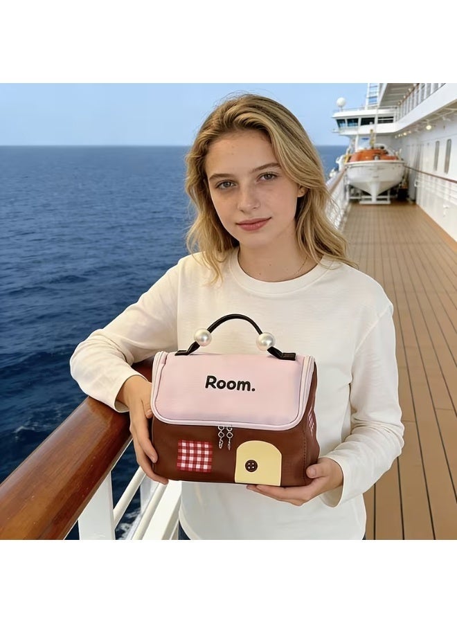 حقيبة مكياج أنيقة - حقيبة مستحضرات تجميل بتصميم منزلي للنساء، منظم سفر لأدوات الزينة والتنظيف - Image 5