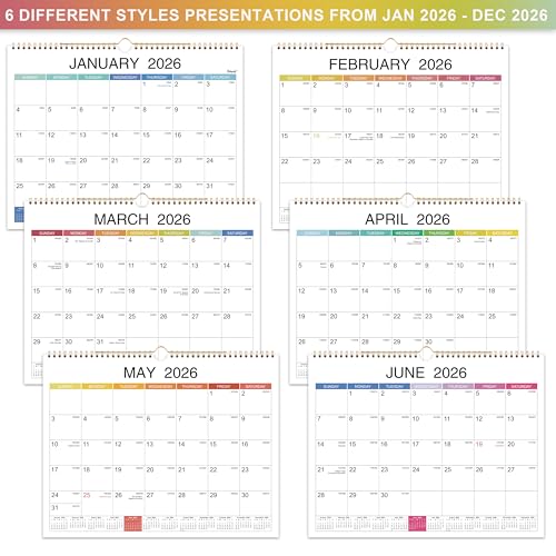 Feteulo 2026 Wall Calendar - Jan 2026 - Dec 2026, 2026 Calendar, 15" x 11.5", Spiral Binding, Yearly Overview, Holidays, Large Blocks, Perfect Organizer for Home & Office - Image 4
