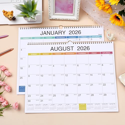 Feteulo 2026 Wall Calendar - Jan 2026 - Dec 2026, 2026 Calendar, 15" x 11.5", Spiral Binding, Yearly Overview, Holidays, Large Blocks, Perfect Organizer for Home & Office - Image 2