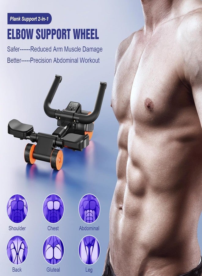 Deoxys Ab Roller Wheel with Elbow Support and Timer, Automatic Rebound Abdominal Wheel for Effective Abdominal,Perfect Exercise Ab Wheel for Core Workout - Image 3