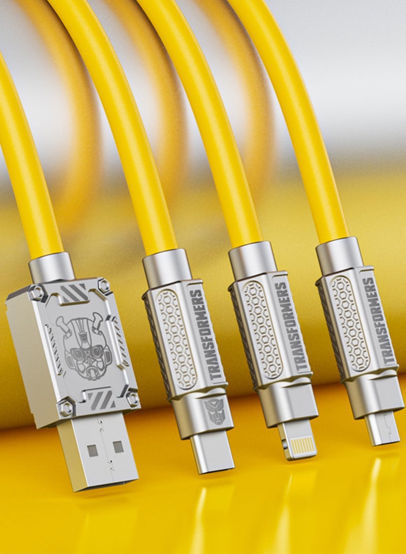 TRANSFORMERS TF-A03 Bumblebee 3-in-1 Fast Charging Cable – Type-C, Lightning, Micro USB, 1.2m, 3A Output, Yellow - Image 5