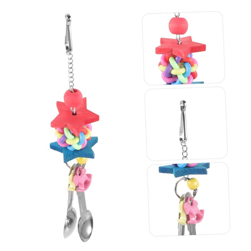 Parrot Chewing Natural Bird Toy With Spoon Pendant Fun Engagement Accessories - Image 5