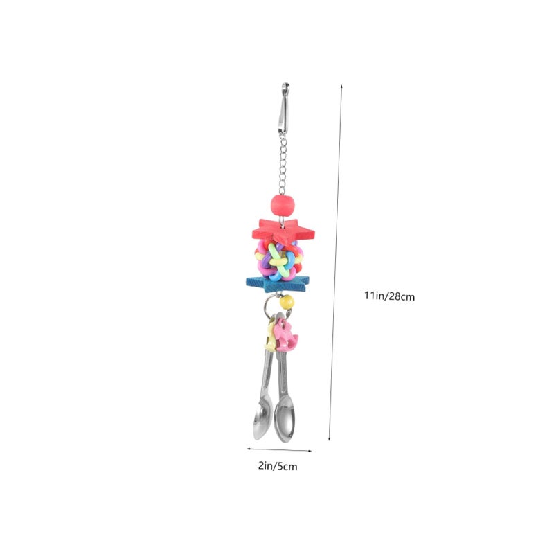 Parrot Chewing Natural Bird Toy With Spoon Pendant Fun Engagement Accessories - Image 3