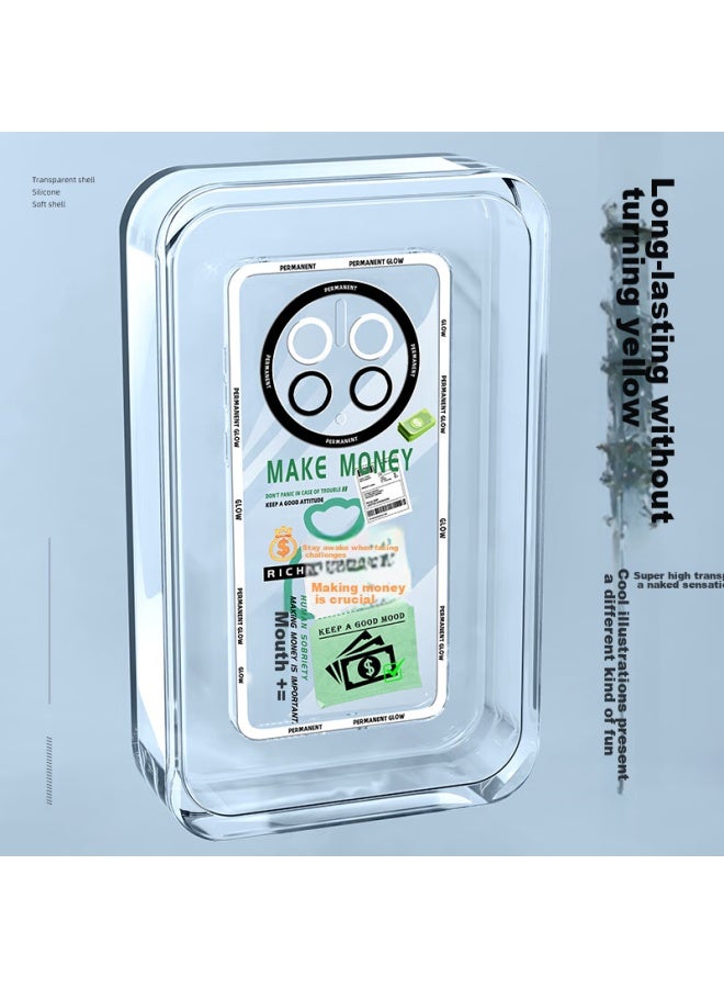 Xp Suitable For Huawei Nova 14 Phone Case, Full Lens Protection, Nova 14 Soft Heat Dissipation, Silicone Transparent Cartoon Design, Ultra-Thin Shockproof Protective Cover For Men And Women, Premium Feel - White Frame With Positive Attitude - Image 2