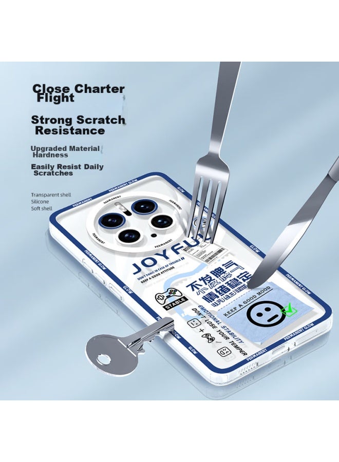 Xp Suitable For Huawei Nova 14 Phone Case, Full Lens Protection, Nova 14 Soft Heat Dissipation, Silicone Transparent Cartoon Design, Ultra-Thin Shockproof Protective Cover For Men And Women, Premium Feel - White Frame With Positive Attitude - Image 4