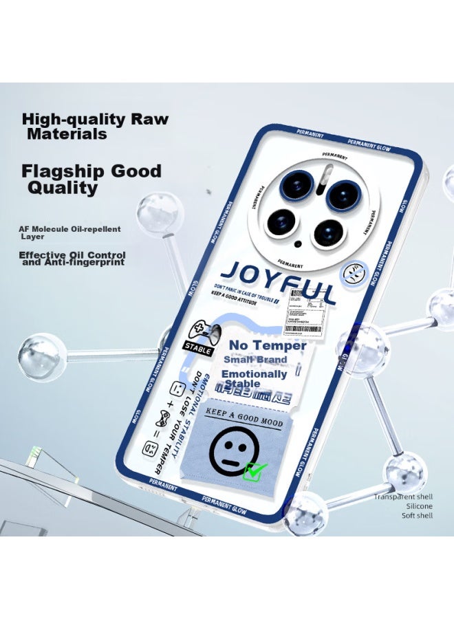 Xp Suitable For Huawei Nova 14 Phone Case, Full Lens Protection, Nova 14 Soft Heat Dissipation, Silicone Transparent Cartoon Design, Ultra-Thin Shockproof Protective Cover For Men And Women, Premium Feel - White Frame With Positive Attitude - Image 3