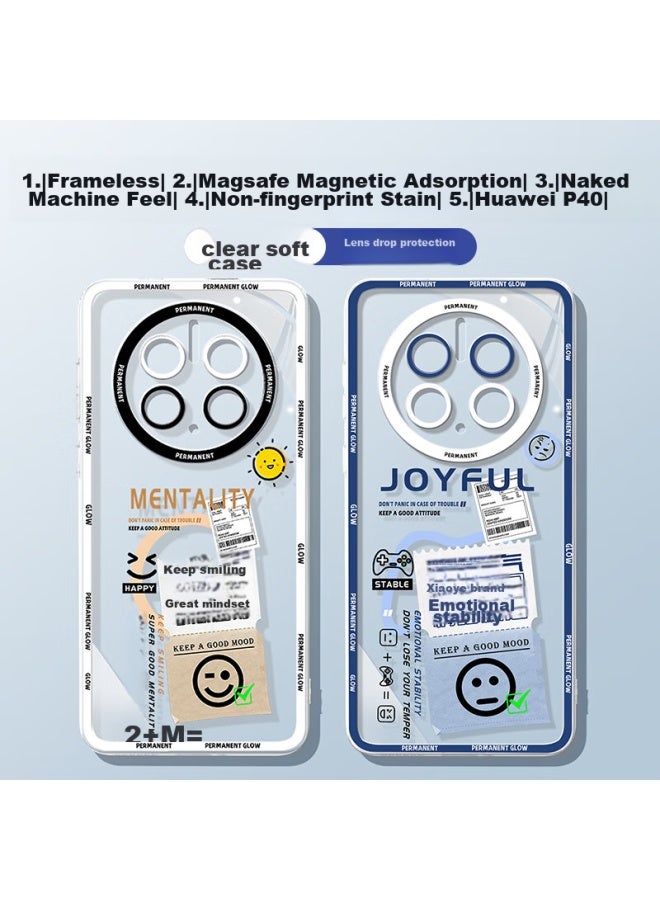 Xp Suitable For Huawei Nova 14 Phone Case, Full Lens Protection, Nova 14 Soft Heat Dissipation, Silicone Transparent Cartoon Design, Ultra-Thin Shockproof Protective Cover For Men And Women, Premium Feel - White Frame With Positive Attitude - Image 1