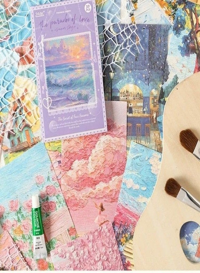 SAMVARDHAN The Paradox of Love Vintage Art Scrapbook Book (120 Sheet) - Aesthetic Oil Painting Scrapbook | Four Seasons Journal, Planner & DIY Craft Decoration Set, Pack of 4 - Image 2